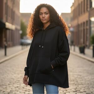 Magaschoni Black Oversized Hoodie with Kangaroo Pocket